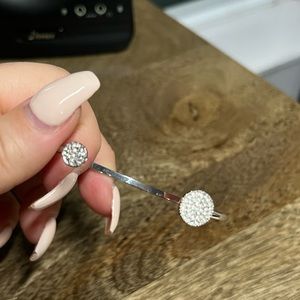 Stella & Dot Silvertone Pave Disc Cuff Bracelet